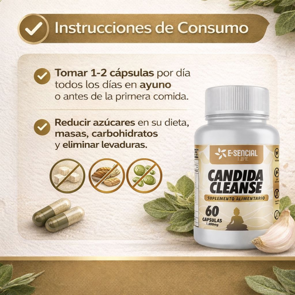 Candida Cleanse E-Sencial Life 60 cápsulas